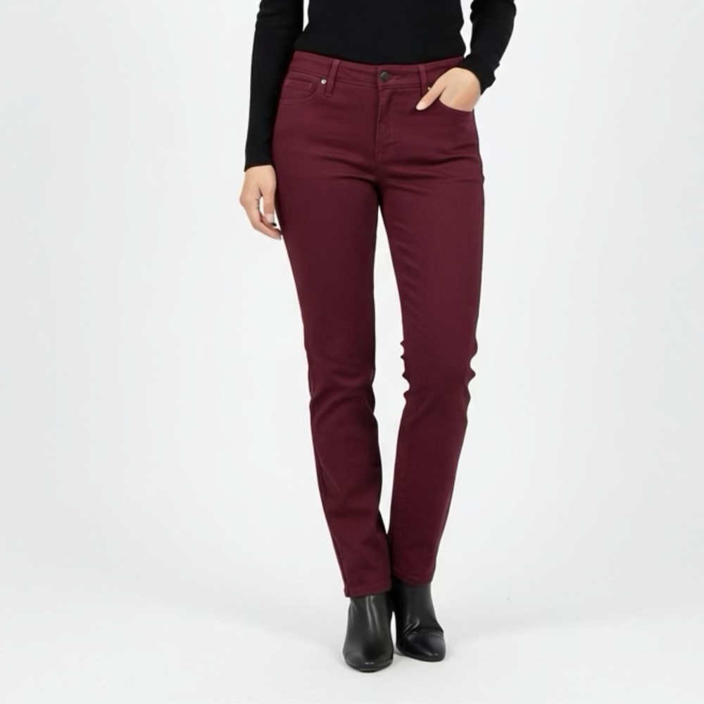 United Colors of Benetton Burgundy Straight Leg Trousers size 4 Cotton‎